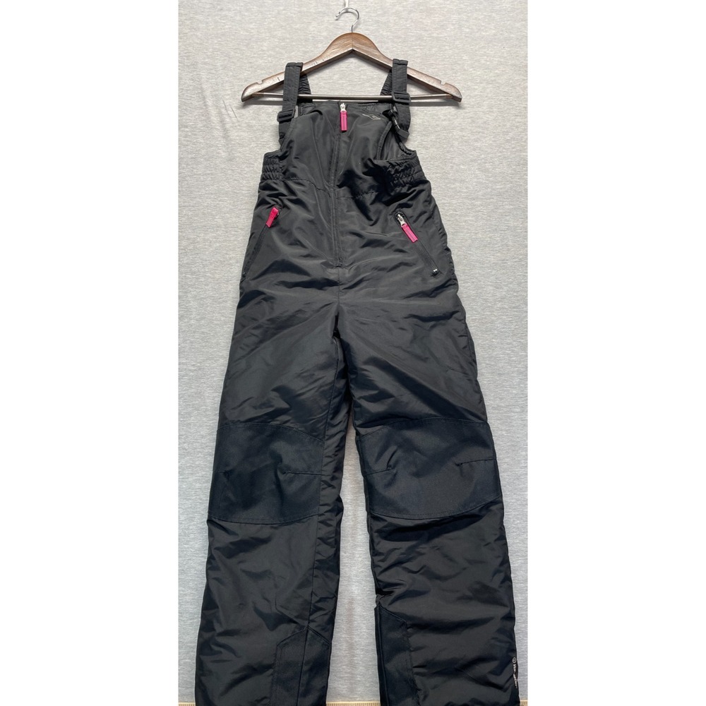 Champion Snow Bib Overalls Girl Large Black Adjustable Strap Skiing Snowboarding